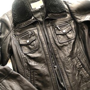 Michael Kors Leather Moto Jacket